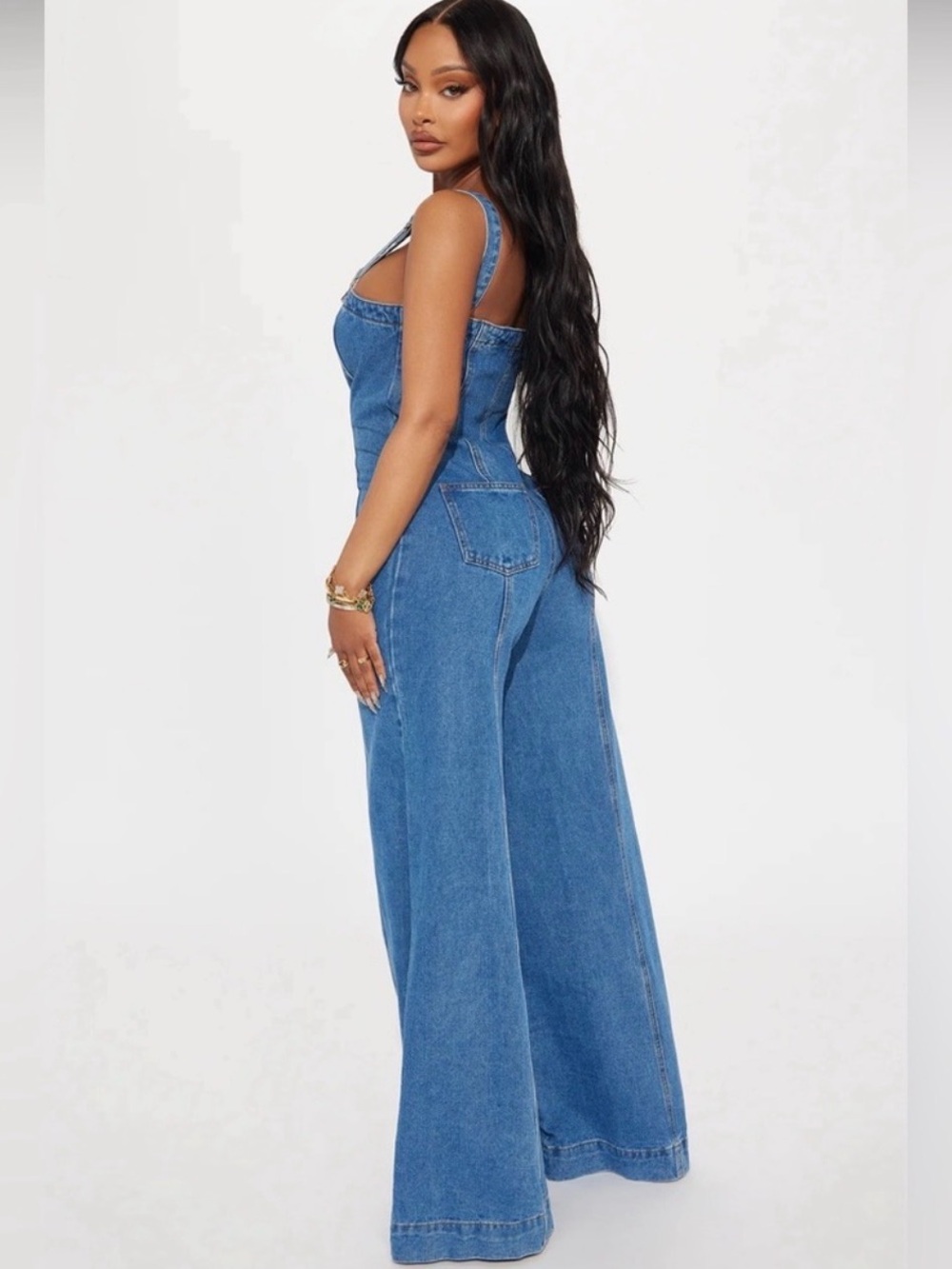 Fashion Nova twist of faith Wide-Leg Denim Jumpsuit